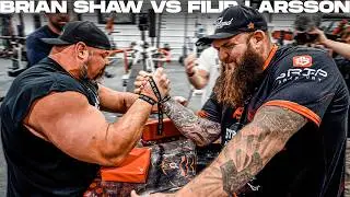 BRIAN SHAW VS FILIP LARSSON ARM WRESTLING | RAW TRAINING FOOTAGE!
