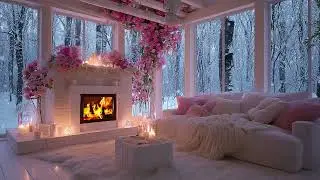 🔥🎼 Quiet Winter Piano Lounge | Piano Sounds & Fireplace Crackle | Focus Study Work Calm Deep Sleep