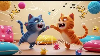 2 Crazy Cats Fighting 😹🐾😂 | قطتان مجنونتان تتشاجران | Funny Arabic Kids Rhyme