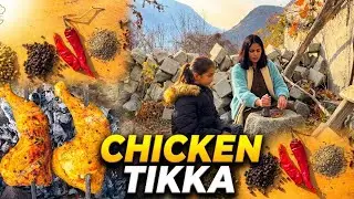 Cooking Chicken Tikka Using Only One Stone (ASMR) | No Talking | Rural Foods