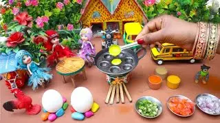 Mini Egg Paniyaram & Poached Delight 🍳 | Tiny Egg Cake Recipe in Miniature Style 😍 | Miniature  