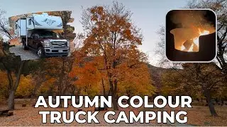 Beautiful Autumn Colours Truck Camping | Campfires, leaves, trees and Lakes with Fall Colors