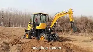 Nuevo dise&ntilde;o mini excavadora sobre ruedas 4x4 retroexcavadora 4wd maquinaria para construccion