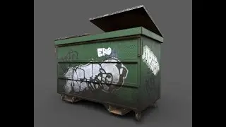 3dsmax Substance Painter Low poly Dumpster Modeling