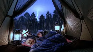 Soft Night Rain Sounds for Rest 🌧 Camping in a Heavy Rainstorm in the Forest