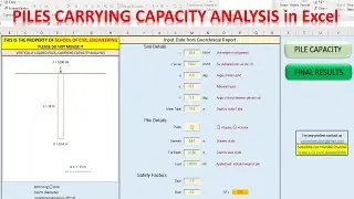 PILES CARRYING CAPACITY ANALYSIS  in Excel | Load Carrying Capacity of Piles for Pile Cap Design