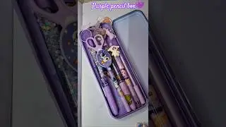 Filling my purple pencil box💜🦋||with  cute stationery#asmr #ytshorts #cutestationery#backtoschool