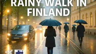 Rainy Walk in Finland | 4K Binaural Nature & City Sounds