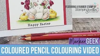 Coloured Pencil Happy Everything Bunny Wobble - Stamping Bella & Polychromos