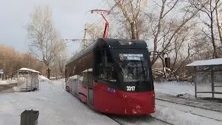 Поездка на Новом Белорусском Трамвае 🚋 БКМ-Т811 [3317] Маршрут №3. 10.01.2026.