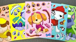 [🚒paper diy🚒] Decorating PAW PATROL Stickers 🐶 Chase, Marshall, Skye, Rubble, Rocky, Zuma, Everest
