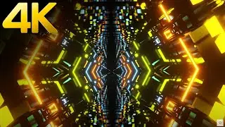 4K Abstract Mirror reflection TV Screensaver Neon Light Relaxing Sci-Fi Motion Video Background Loop