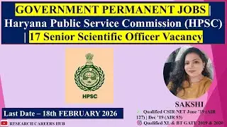 Government Permanent Jobs 2026 | HPSC | Senior Scientific Officer vacancy #governmentjobs #haryana