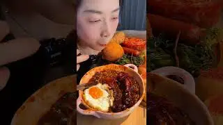 Extreme Flavor Mukbang | Fried Sauce Noodles, Cola Chicken & Cheesy Kimchi #shorts #mukbang