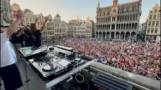 DJ Dysfunkshunal at Belgian Cats 2x Eurobasket Champions celebration (Grand Place Brussels 30 06 25)
