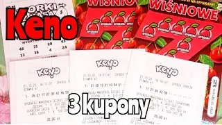 Keno. 3 kupony. 3 różne skreślenia. Dodatki