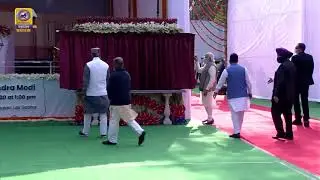 PM Modi unveils a plaque to mark foundation stone laying ceremony of New Parliament Building