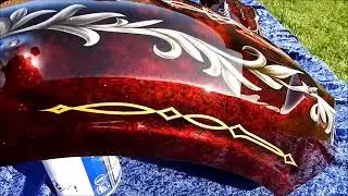 AIRBRUSH MOTORCYCLE KANDY RED MARBLE METAL FLAKE