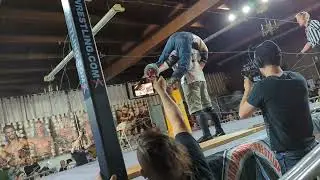 AAW ART OF WAR 8/31/23 CHICAGO - Robert Anthony throws Mance Warner through barbed wire wrapped door