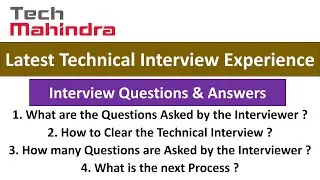 Tech Mahindra Latest Technical Interview Experience for Freshers - Interview Questions & Answers
