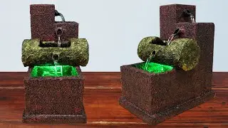 Easy & Simple Home Made Tabletop Water Fountain | DIY Modern Water Fountain Using Thermocol & Cement