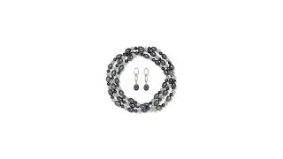 Set Valero Pearls Contrast Rafinat (cercei, colier) @SimplyChic.ro