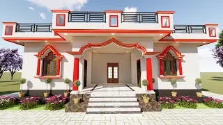 4 bedroom house design with porch, house design in 40*39, 4 Bedroom House map with porch