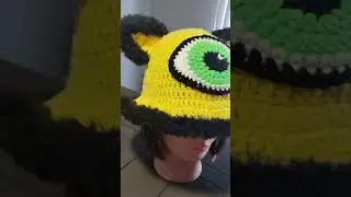 Crochet Cyclops Cat Hat #crochet #edm #short #fy #handmade #festival #foryou