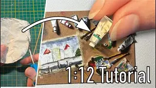 Painting supplies step-by-step tutorial for 1:12 dollhouse scale #upcycling 
