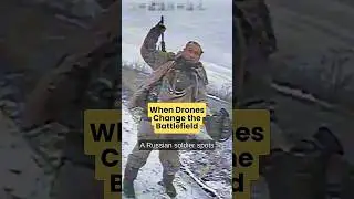 Russian Soldier's Reaction to Fast-Moving Drone Attack #military #dronetechnology #shorts