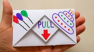 DIY - Pull Tab Origami Envelope Card || Letter Folding Origami || birthday Card | Greeting Card