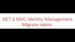 .NET6 MVC Identity MigrateTables