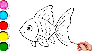 Cute Rainbow Fish Drawing, Painting & Coloring For Kids and Toddlers_ Kids Art 