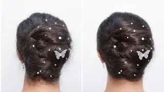 Elegant Pearl Bun Hairstyle | Neat & Clean Party Look ✨🦋
