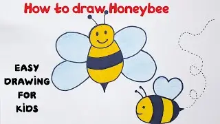 How to draw Honey bee | Step by step honey bee drawing | बनाए आसान मधुमक्खी का चित्र | EASY Honeybee