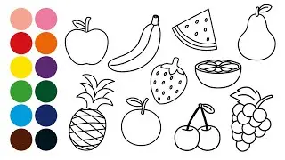 FRUTAS aprender a dibujar y colorear para niños - Dibujos para niños con Vivaldi y Beethoven