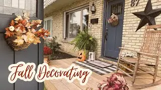Fall Porch Decor on a budget | Thrift with me | Planters, Mums, Halloween & DIY Front Door Basket