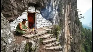 100 Days Survival, Secret Mountain Cave Shelter | Extreme Bushcraft Alone