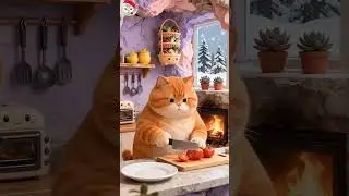 The yellow cat is cooking #cat #cats #ai #catstory #catvideos #cartoon #cartooncat