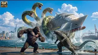 King Kong Overwhelmed! Godzilla Arrives to Fight the Titanoboa Invasion (4K UHD)
