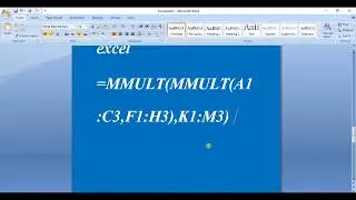 multiplication of multiple matrices in excel.