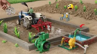 Diy mini tractor ploughing by modern cultivator and water pump science project @Weldux ​