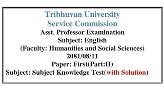 TU Service Commission Assistant Professor English Exam 2081 | Solved MCQs with Answers