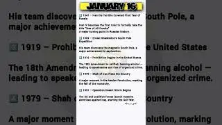 January 16 &ndash; Major Events in History #diveinfact #staticgk #currentevents
