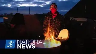 A song by the fire barrel at the Tyendinaga Mohawk protest site | APTN News