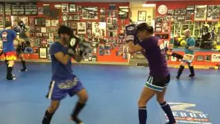 Tab Muay Thai leg check to counter inside outside leg kick