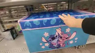 STITCH AND ANGEL STORAGE OR TOY BOX - CLOTHES HAMPER - DISNEY CARTOON CHARACTER FUN