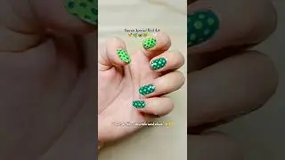 Beautiful polka dots nail art for sawan ep-7 with hair pin 📍🦋💚#nails #sawanspecial #nailart #shorts