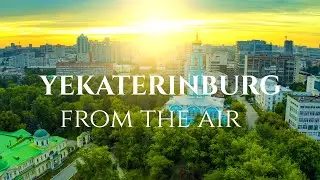 Early morning, 5 am, Yekaterinburg, Russia. Aerial view from drone.