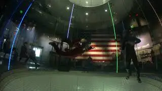Riley flying in the wind tunnel